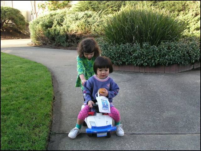 Zoe came over to play -- I'll give her a push!