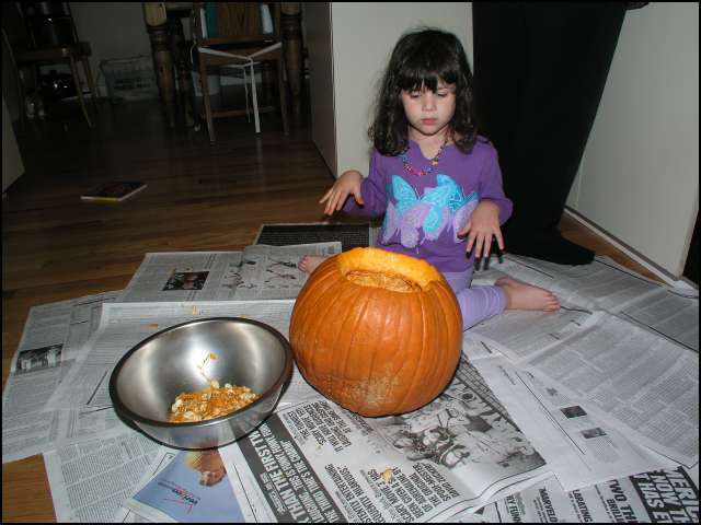 Yuk, this pumpkin carving can be messy!