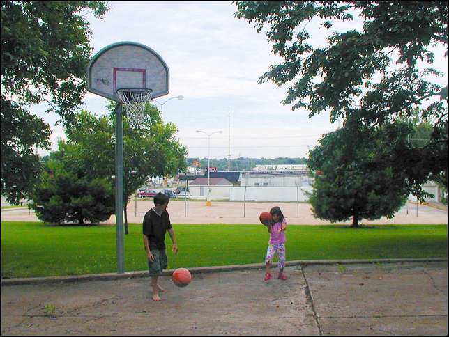 Playing basketball with Craig