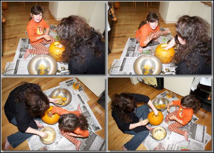 The first step is to get all the goop out of the pumpkin