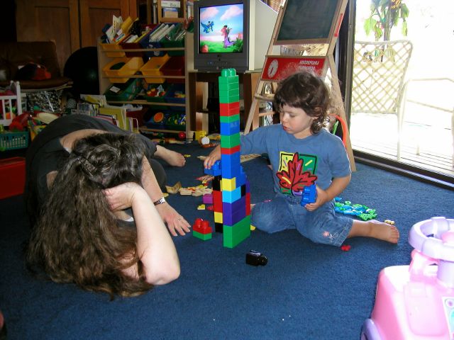 Building towers with Mommy is even more fun