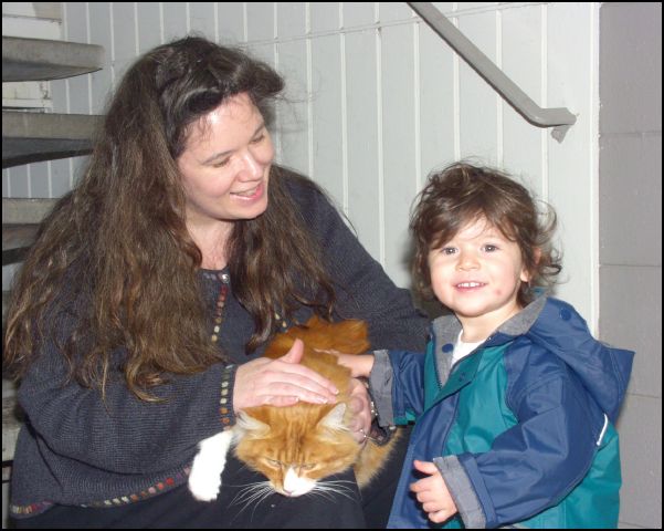 Max is a nice kitty, he lets me pet him - with Mommy's help.