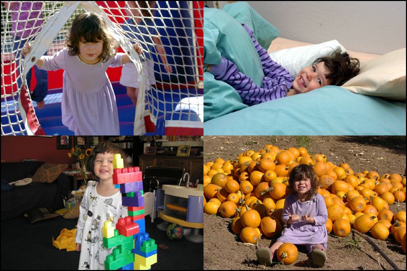 Bouncing (and collapsing), building towers, a pillow house, and October pumpkins