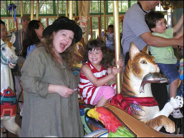 We're having fun on the S.F Zoo carousel