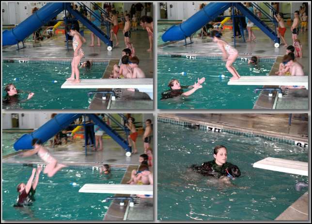 The Tulsa Swim school is great -- Sydney learned to jump into the pool and put her head in the water!
