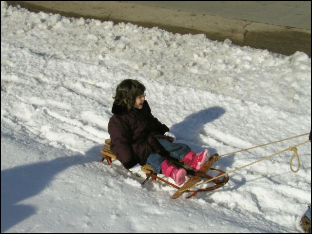 Going to the high school to go sledding