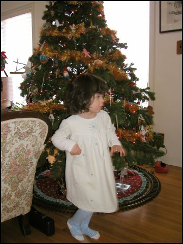 Dancing in front of the Xmas tree